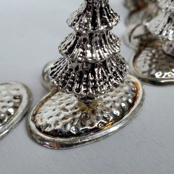 6 Christmas Tree Place Card Holders Silver Tone Holiday Table Seating Talbots - Picture 4 of 5